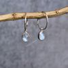 Natural flashy moonstone earrings Rainbow moonstone handmade earrings for women Sterling silver hoop earrings June birthstone jewelry
