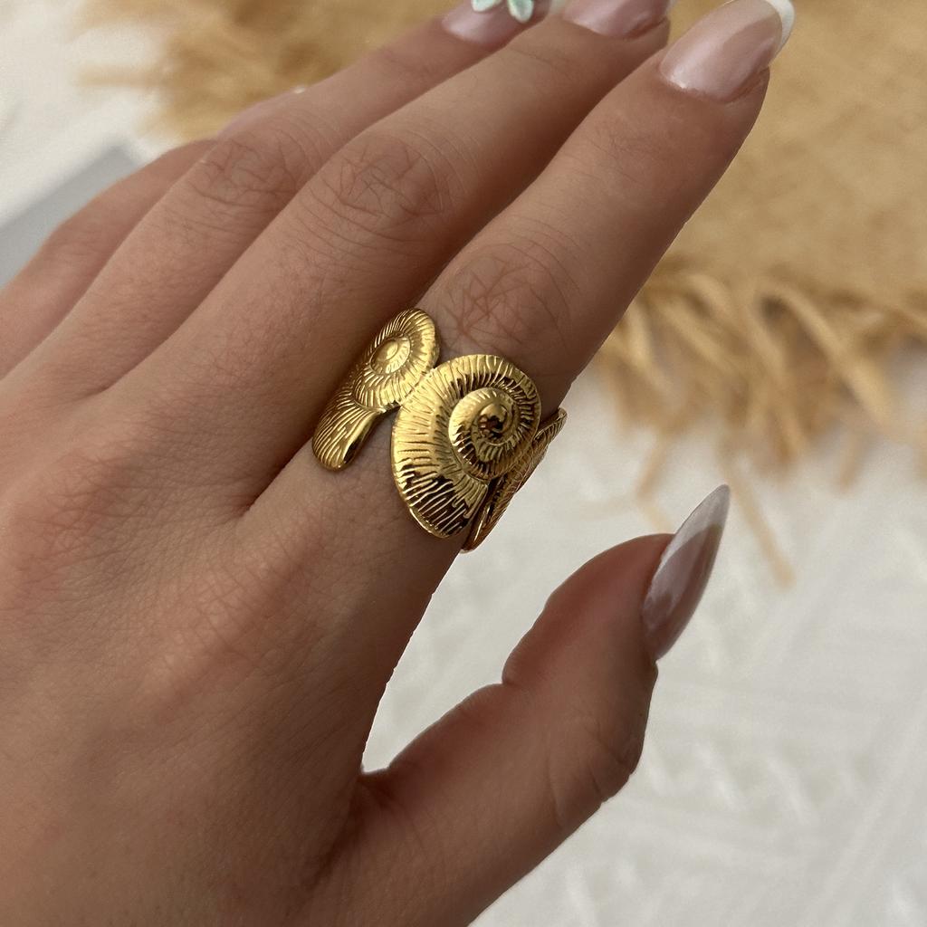 Stainless Steel Ocean Theme Open Ring Set for Women Unique Design Shell Starfish Conch Crab Stackable Finger Ring  Beach Jewelry