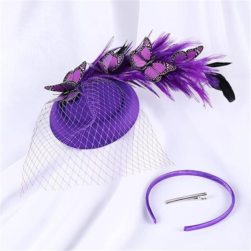 Medieval Style Hair Clip for Ladies Taking Photo Felt Hat Decors Hairband 1920s Style Hair Barrettes for Woman Girls