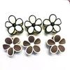 Five-Petal Medium Two-Tone Egg Hair Clip - Color Block Flower Claw with Sweet White Baked Paint Finish