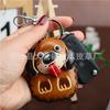 First Layer Cowhide Puppy Access Control Card Bag, Keychain Pendant, Earphone Bag, Cute Trendy Buckle, Water Drop Card Bag.