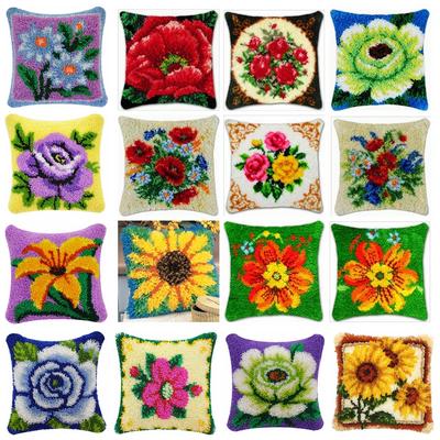 Blumen Pflanzen Serie Latch Hook Kit Schmetterling Handstickerei Kissen 3D Segment Stickerei Kissen Wolle Handarbeitsbedarf