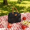 Fabric Portable Foldable Lunch Bag with Dual Handles Mesh Side Pocket Zipper Closure for Daily Use Travel Work School Picnic