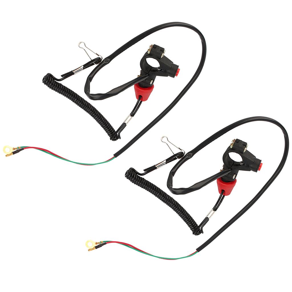 2pcs Motorcycle Tether Engine Kill Switch with Lanyard For 22mm Handlebar ATVs Riding Mowers Outboard Engines