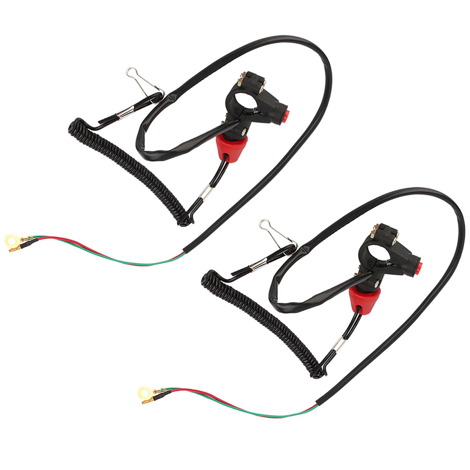 

2pcs Motorcycle Tether Engine Kill Switch with Lanyard For 22mm Handlebar ATVs Riding Mowers Outboard Engines