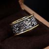 Vintage Pattern Rings Women Two Tone Punk Style Female Daily Wear Accessories Hip-hop Ring Retro Party Versatile Jewelry