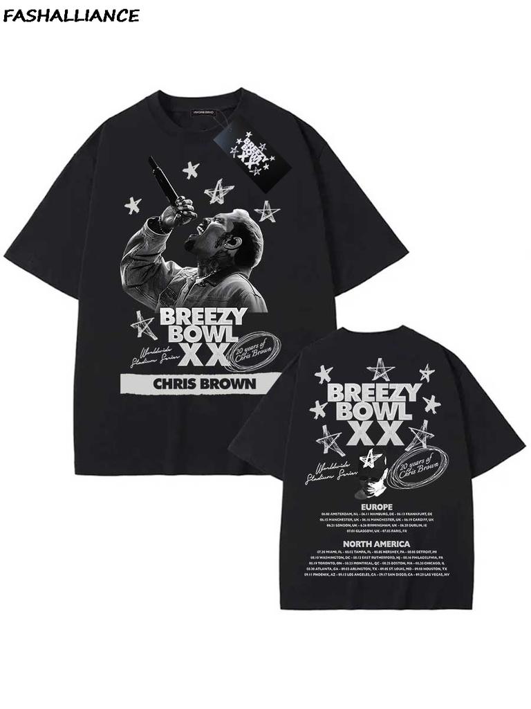 Chris Brown Tag Tshirt Breezy Bowl Xx Tour 2025 Tshirts Unisex Hiphop Short Sleeve T Shirt Streetwear Fans Gift Cb26