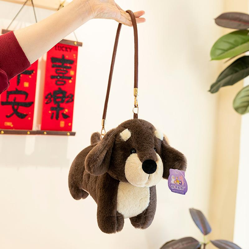 Kreative Dackel Plüschtier Tasche niedliche Welpen Umhängetasche Stoffpuppe Puppe Mädchen Geburtstagsgeschenk
