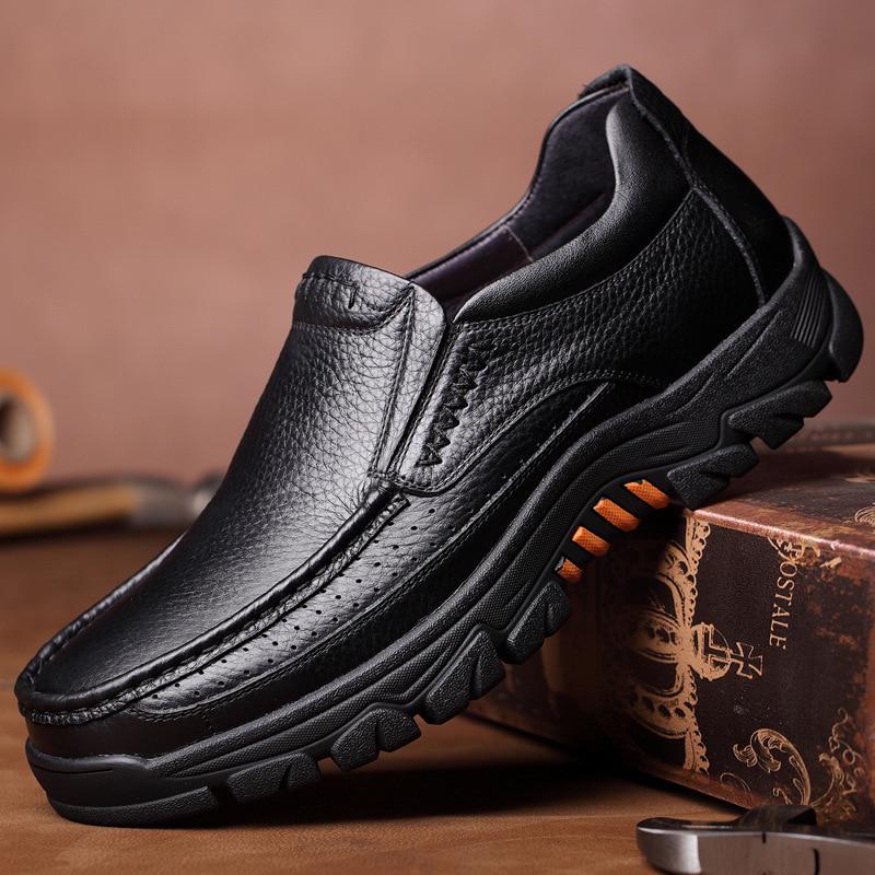 100% echtes Leder Schuhe Männer Müßiggänger Weiche Kuh Leder Business Schuhe Dicke Sohle Männer Casual Schuhe Slip-on