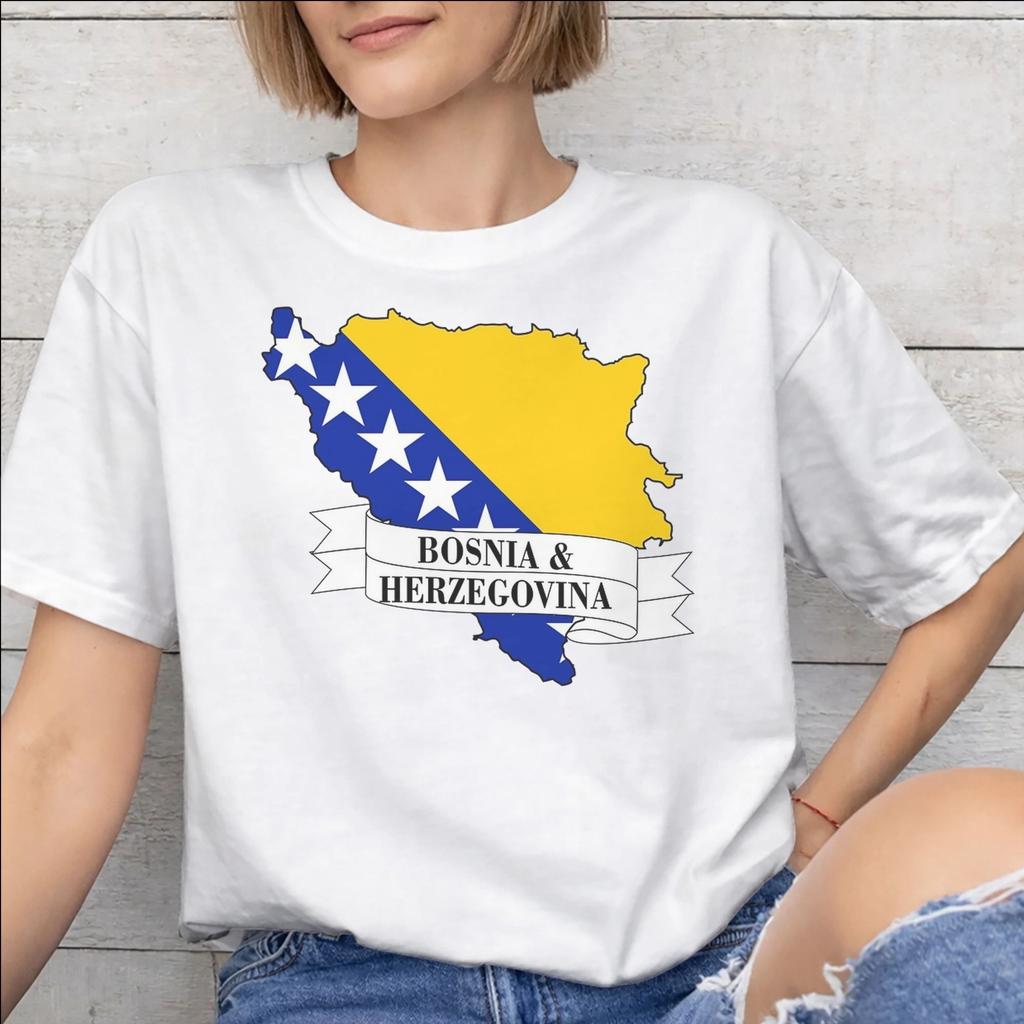Bosnia and Herzegovina Flag Accessories Unisex T Shirts Cotton Tee Graphic Printed Tshirt Clothing