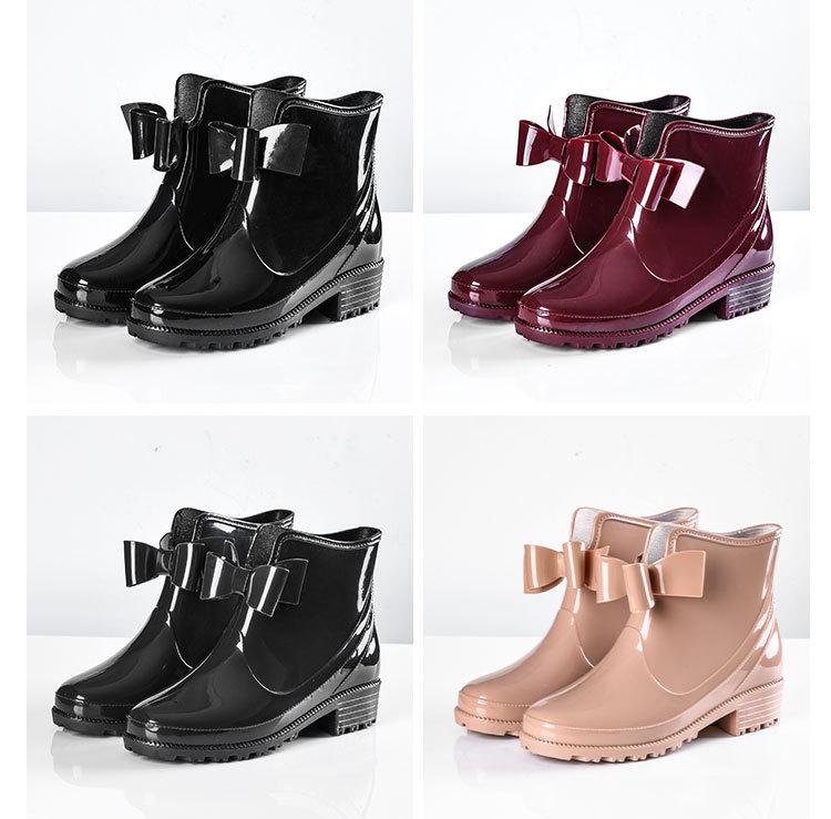 Outdoor Street Ankle Bootie Women Waterproof Rubber Rain Boots Ladies Fashion Antiskid Wading Shoes for Workout Rainy Day