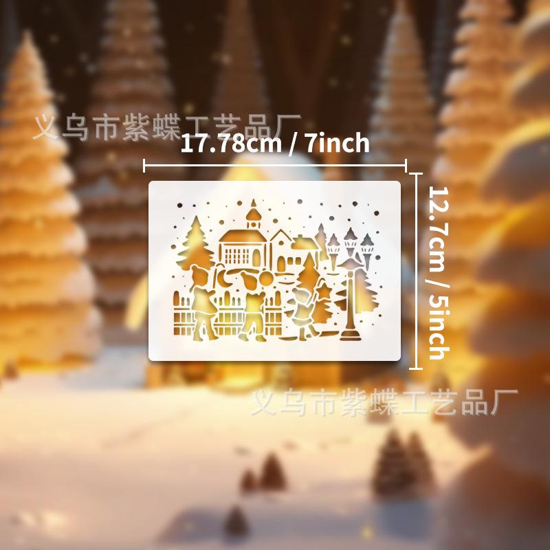 9 Sheets/set, Christmas Painting Template, Hollow Out, Christmas Poster, Graffiti Template, PET Hollow Out Template, Omission Board