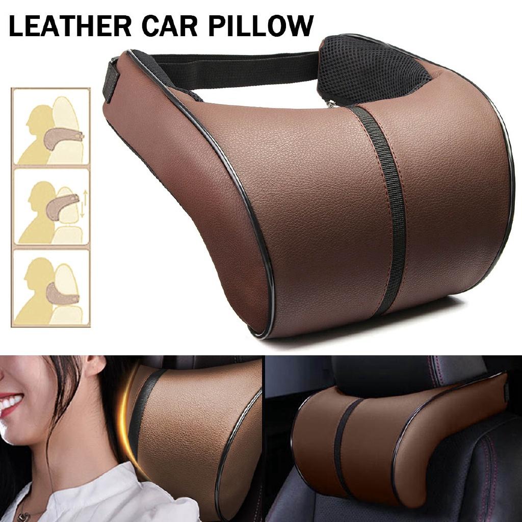 410g Adjustable Headrest Pad Adjustable PU Leather Seat Cushion Leather car pillow Car Neck Rest Pillow