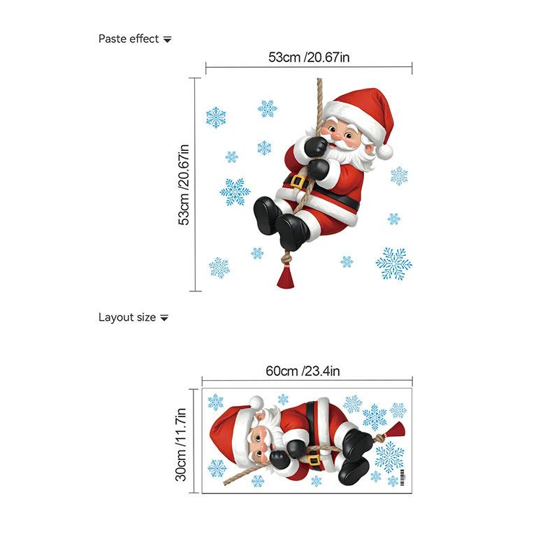 Santa Claus Climbing Rope Wall Sticker Festive Atmosphere Bedroom Living Room Wall Decoration Self-Adhesive Mural