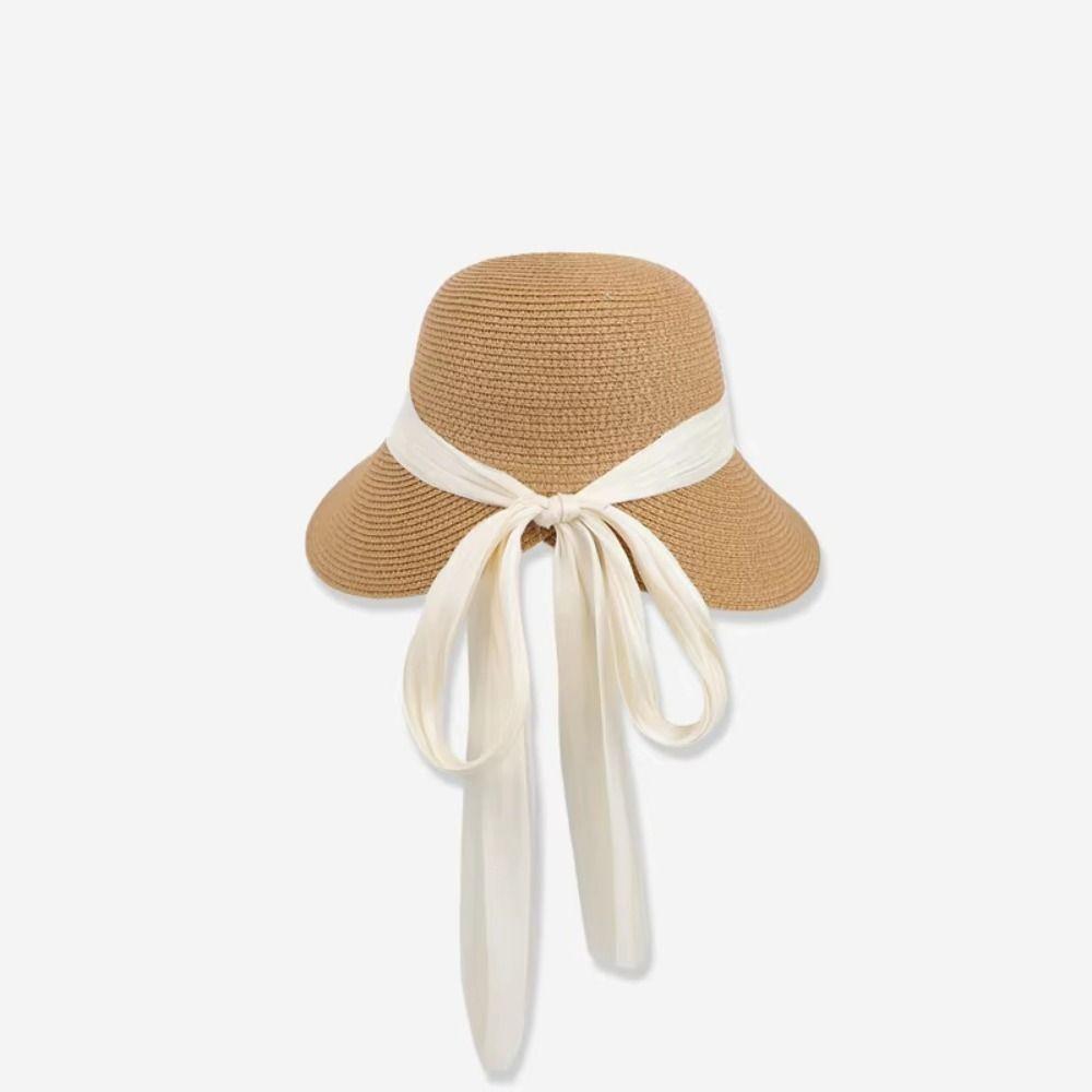 Foldable Straw Weaving Beach Hat UV Protection Woven Straw Hat French Style Straw Sun Hat Summer