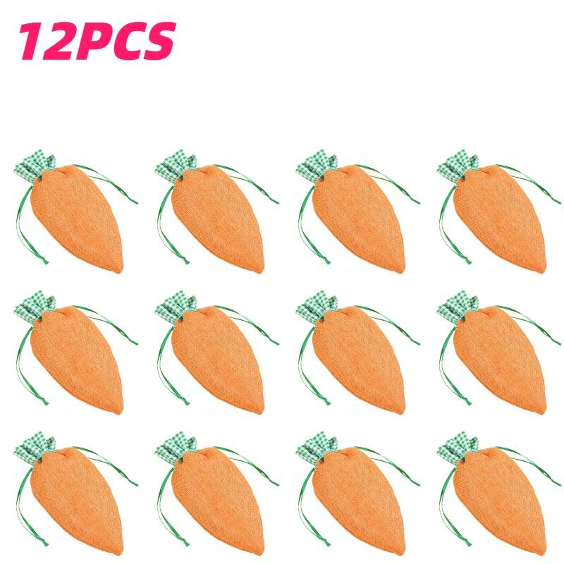 

12pcs Carrot-Shaped Gift Bags with Carambole Opening Easter Favor Packaging Shower & Spring Decor Rustic Carrot Bags for Treats 15.5x13CM