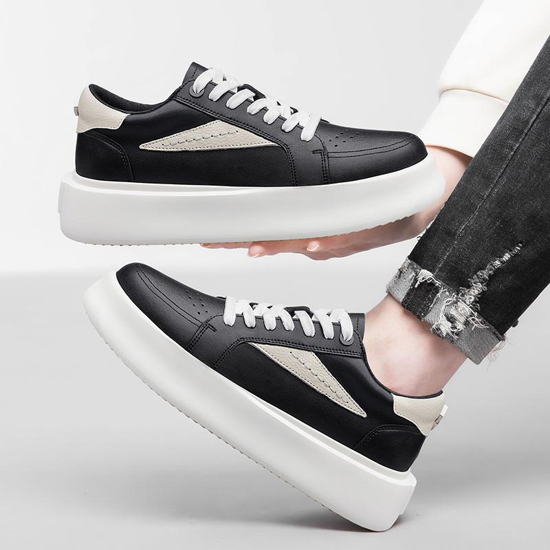 Fashion Genuine Leather Male Walking Shoes 2025 New Mens Sneakers Stylish Lace-Up Men Casual Flats Classic All-match Men's Skate Shoes