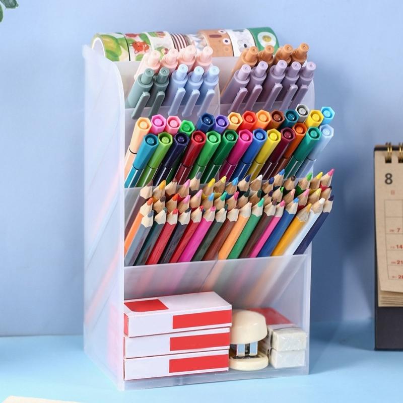 Pen Holders Container Desktop Ornament Pencil Storage Shelf Desk Pen Pencil Brush Holders Office Home Desk Organizers