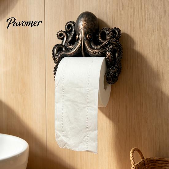 Funny Shark Tissue Holder Ocean Toilet Paper Holder, Turtle/Octopus/Shark Shape, Wall Mount Space Themed Home Decor Saving Resin Organizer,
