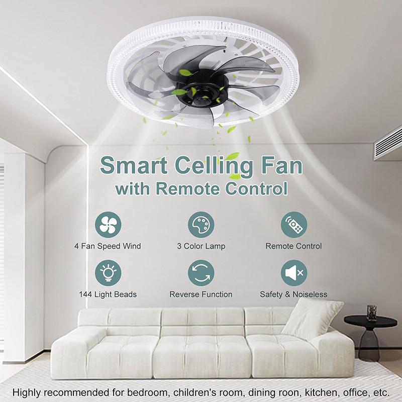 30 * 12.5 * 30cm Intelligence Living Room Ceiling Fan Light Household Bedroom Fan Lamp Modern And Simple Silent Indoor Electric Celling Fan