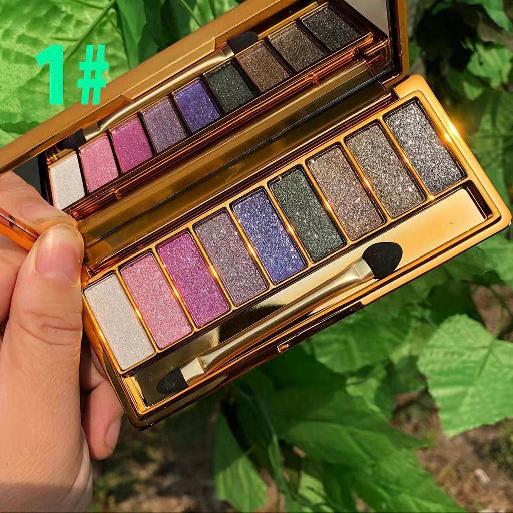 Golden Eyeshadow Palette Sparkling Shiny Glitter Eyeshadow Palette With Brush And Mirror, High Pigmented, Long-Lasting Makeup For A Gorgeous Look