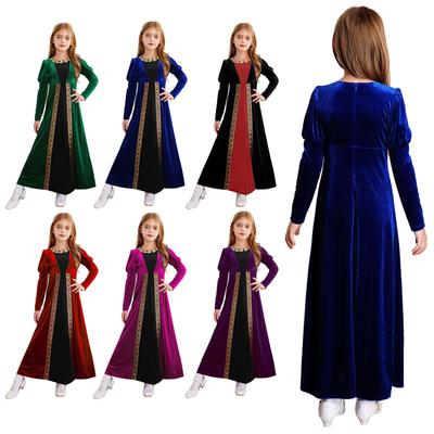 Medieval Renaissance Dress for Girls Halloween Role Playing Party Costume Princess Long Sleeve Dress Ball Gowns