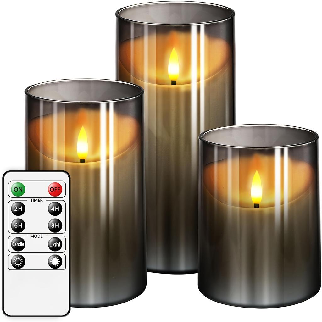 3Pcs/set LED Candle Light Electronic Battery Flickering Fake Tealight with Remote Control Timer for Christmas Wedding LED Lights