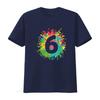 Womens 6Th Birthday T Shirt For Girls Boys 6 Paint Splashes Black 2XL Vintage Washed Graphic Comfortable Unisex Stretched