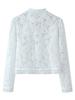 Women's French Chic Lace Crochet Button-Up Stand Collar Slim Fit Shirt Blouse