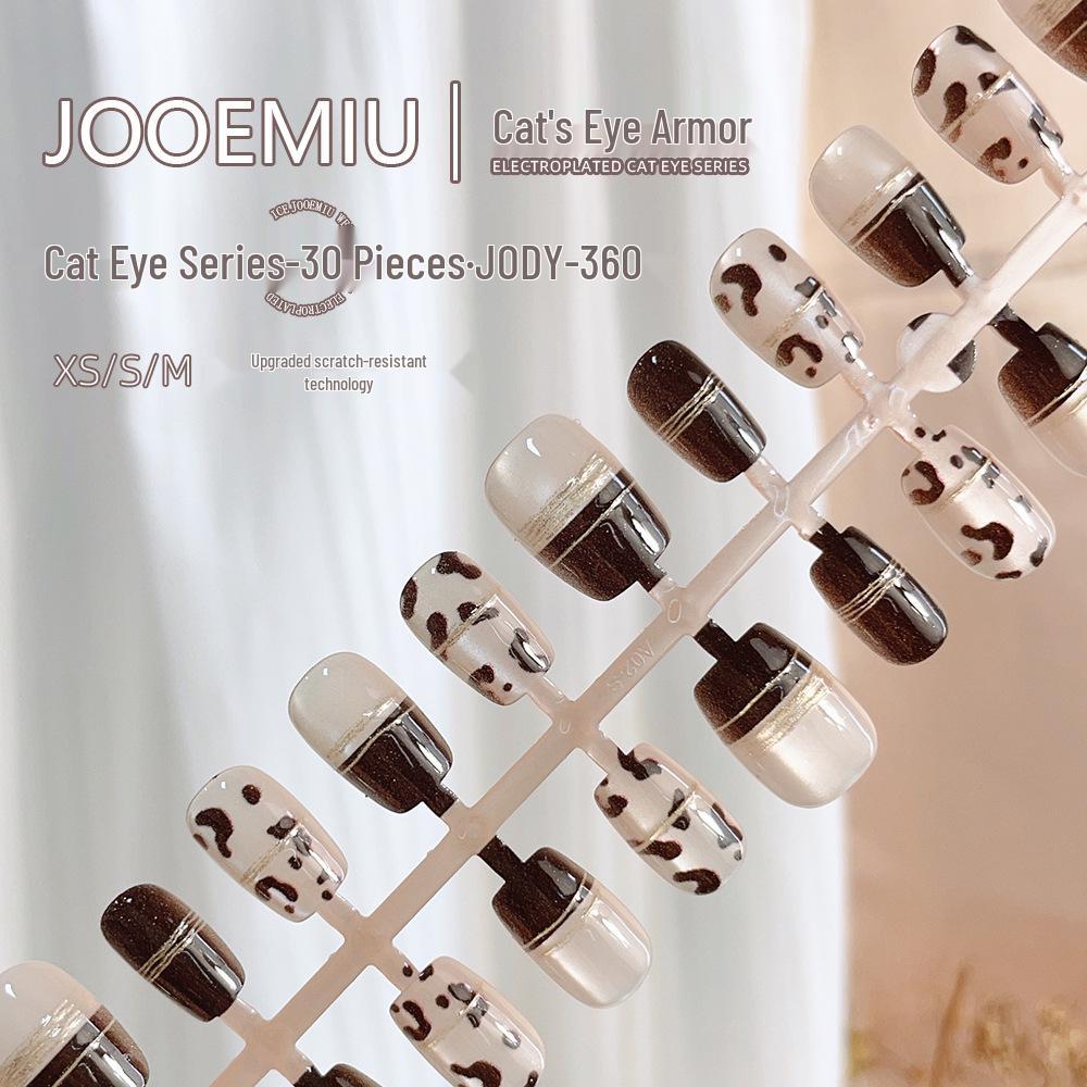 

Super Short Leopard Print Cat Eye Gilded Nail Art - 30 Pack Wearable & Removable Manicure Set