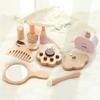 Girls' wooden household cosmetics toy set mirror comb perfume lipstick eye shadow powder birthday gift