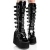 Black Pink Platform Boots Gothic 2YK Boots Lady Buckle Autumn Shoes Women Knee High Boots Punk Street Cosplay Boots