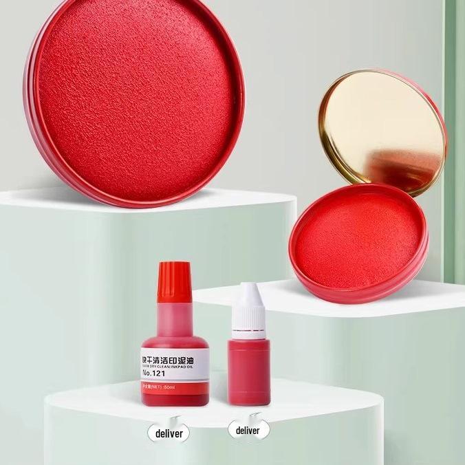 

Vermilion Cinnabar Chinese Seal Ink for Calligraphy, Painting & Seal Carving 1 Pack Ink Pad (Diameter 6.5cm)