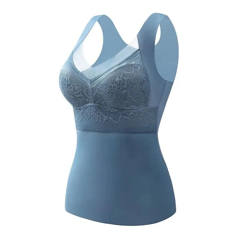 Woman Thermal Underwear Thermo Lingerie Winter Soft Warm Top Wear Thermo Vest Undershirt Intimate Lace with Bra Padded