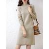 Autumn and winter thickened twisted flower medium and long sweater skirt loose and thin bottoming skirt women's semi-turtleneck knitted dress women's