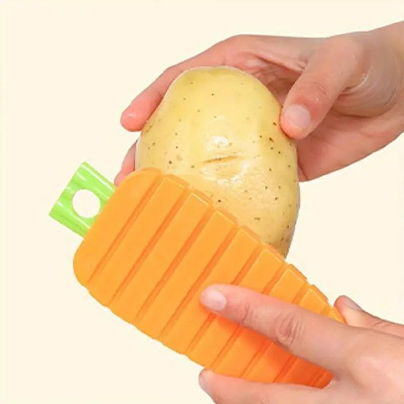 2Pcs Flexible Vegetable Cleaning Brush - Multi-Surface Scrubber for Potato/Carrot, Bendable Handle Kitchen Tool, Space-Saving Design for Home