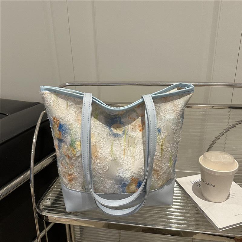 2025 New Chinese Literary and Artistic Ink Painting Small Fresh Female Shoulder Bag Large Capacity Handbag Fairy Tote Bag
