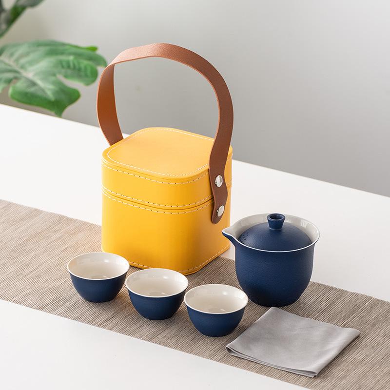Business Gifts Travel Tea Set Kuaike Cup One Pot Three Cups Portable Cover Bowl Small Set Outdoor High-end Kung Fu Set