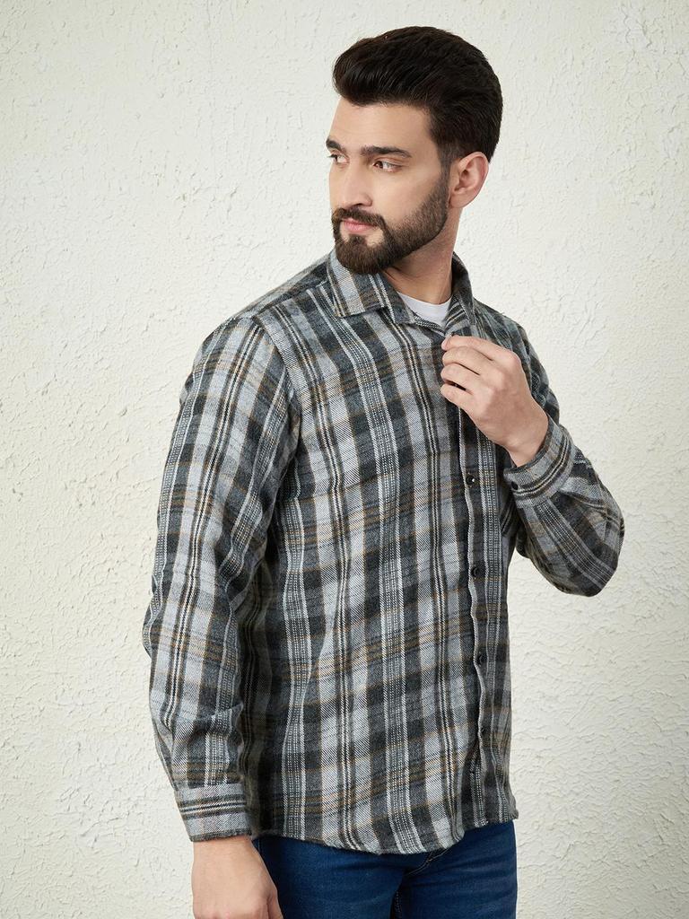 Grey 100% Cotton Flannel Shirt with Patch Pocket – Long Sleeves, 180 GSM