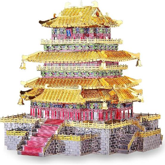 Piececool 3D Металлический Пазл для Взрослых, Металлический Набор Модели Павильона Тэнван, Набор для Сборки Знаменитой Китайской Архитектуры, DIY Крафт, Головоломка, 3D Пазлы Guanque Tower
