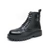 Martin boots spring and autumn breathable British style booster boots black zipper high top leather shoes locomotive boots