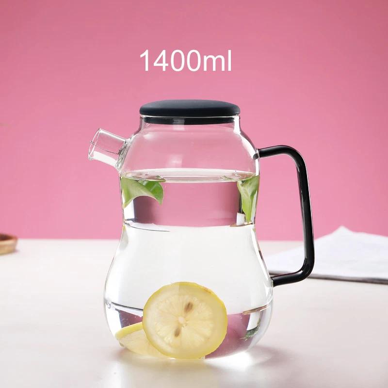 1,4l tepelně odolná skleněná konvice Květinová konvice na čaj Velká modrá skleněná nádoba na ovocnou šťávu Keramická konvice