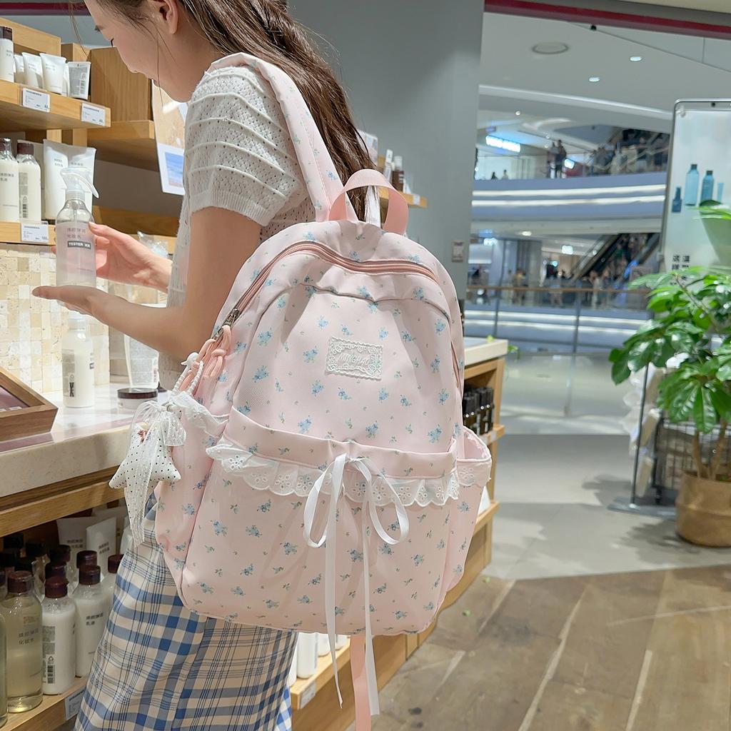 Schoolbag gentle Mori atmosphere floral lace backpack new sweet college style student party shopping outing backpack