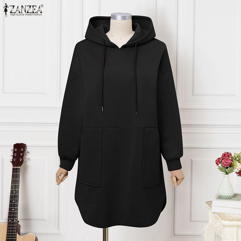 ZANZEA Women Hoodies Long Sleeve Autumn Casual Hooded Pullovers Long Sweatshirts