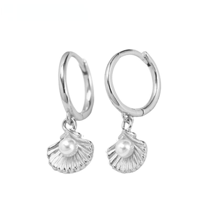 925 Silver Needle Vintage Geometric Pendant Earrings Round/Square/Shell Earrings for Women Fashion Jewelry Pendientes