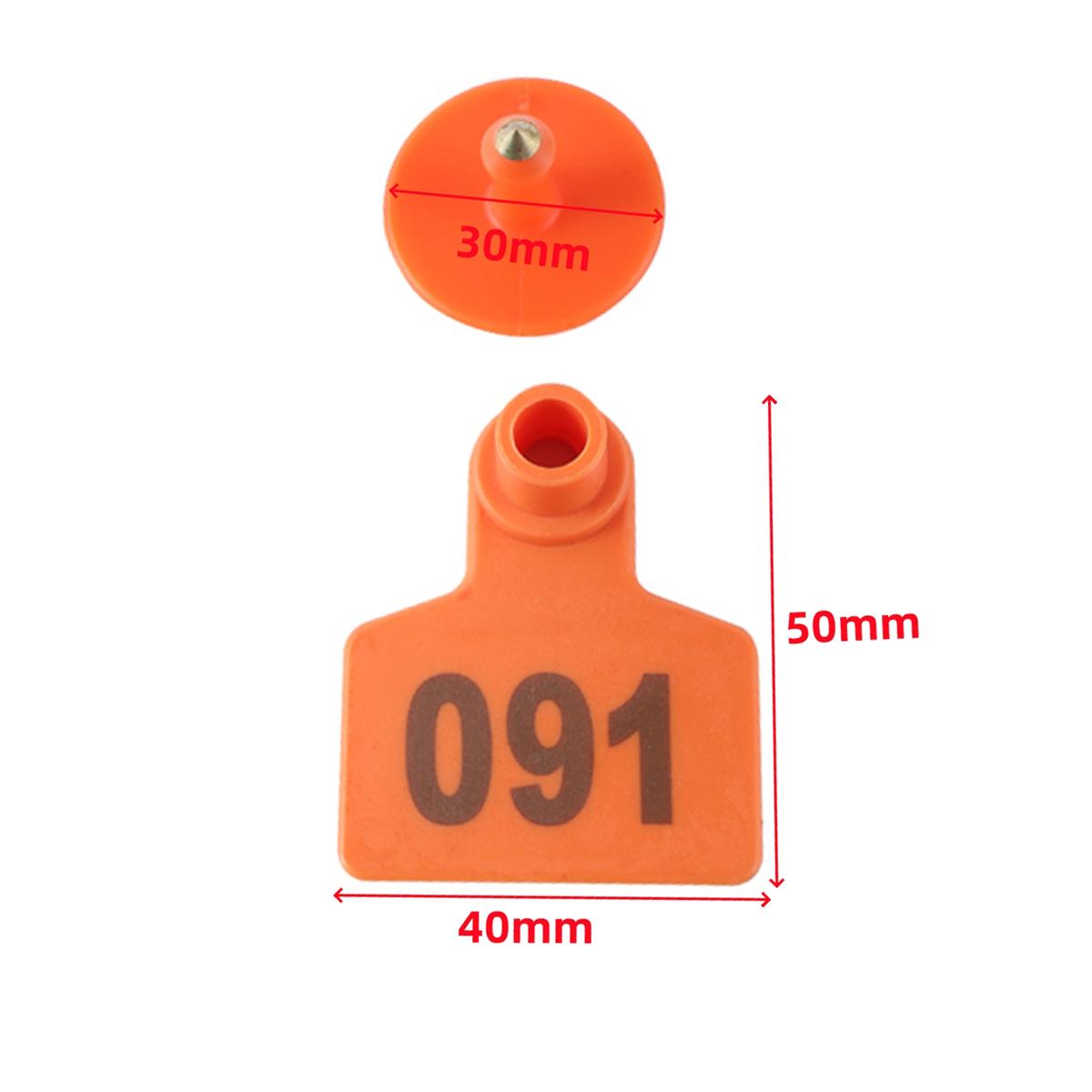 

1Pack/100Pcs Veterinary Ear Tag with Extra Bold Font Number TPU Copper Earring Cattle Sheep Pig Identification Plate No.001~500 NO.401-500