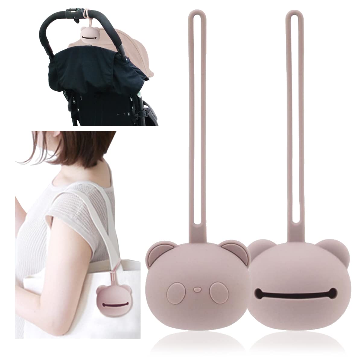 

Liberte555 Pacifier Pacifier Pacifier Baby Snack Case Case, Holder, Strap, (Strawberry Bear)