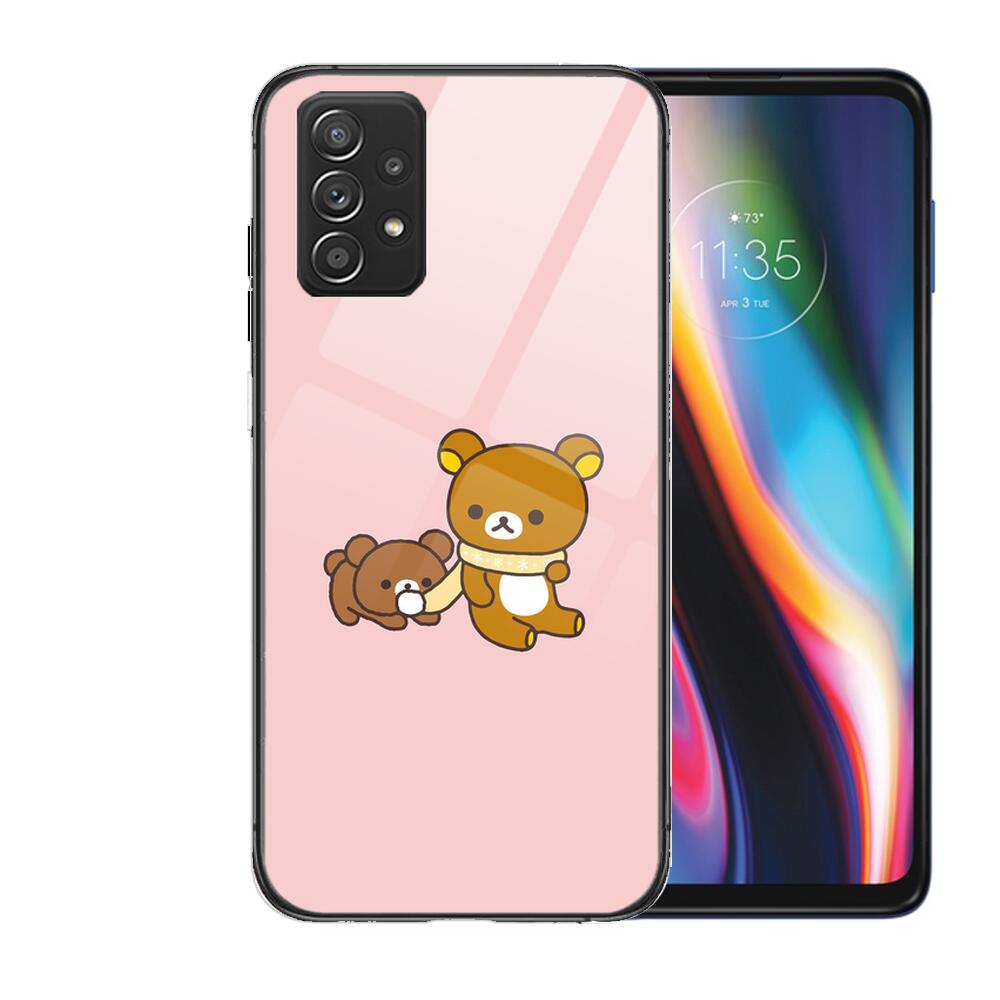 TOPLBPCS Cute Rilakkuma Tempered Glass Case Phone For Samsung Galaxy A51 A71 A60 A70S A70 A80 A21S A41 A20E A50 A30S 5g A32 A40S