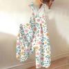 Tuta estiva da donna con stampa floreale, Tuta vintage, Spalline non regolabili,