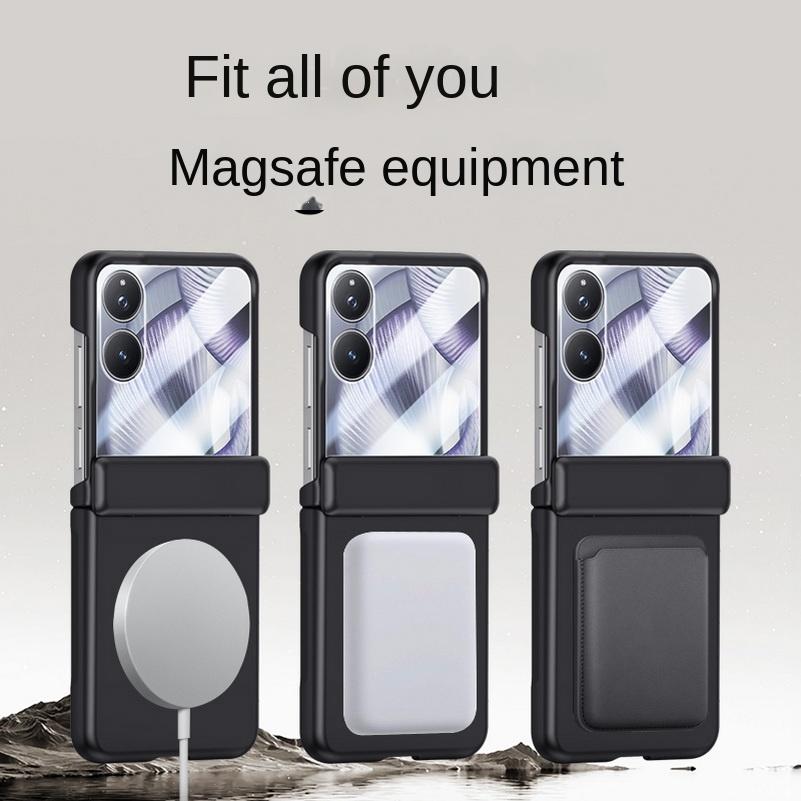 High-end Built-in Magnetic Ring with Tempered Glass Film Phone Case for Xiaomi Mix Flip 2 Spring Hinge Camera Protection Cover